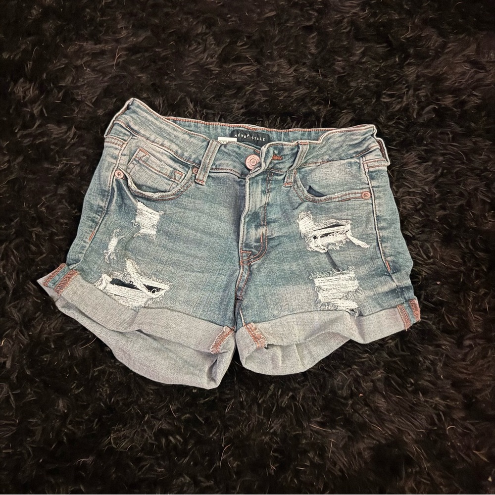 Aeropostale Light Blue Distressed Jean Shorts